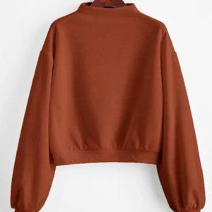 Pullover Mock Neck Plain Sweatshirt
